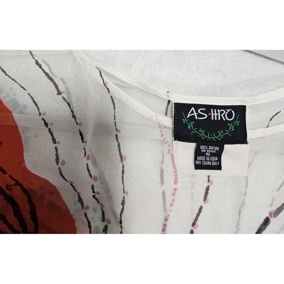 Ashro Kaftan Dress African Womens XL NEW Hand Painted Butterfly Tunic Top Shawl - Picture 13 of 13